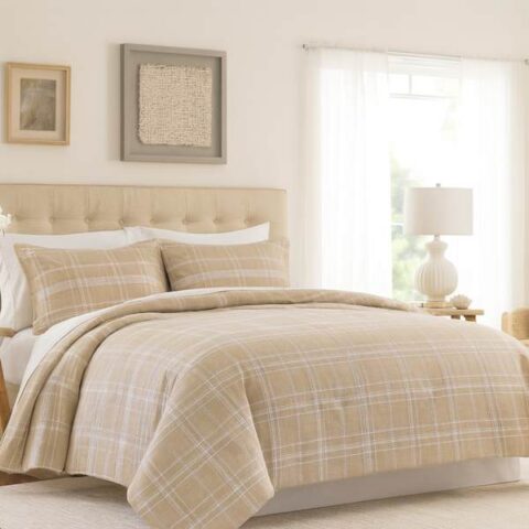 3-Piece Fog Cotton Textured Comforter, King, Neutral, sold by At Home