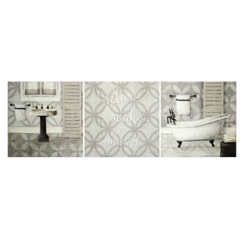 3-Piece Grey Bath Canvas Wall Art, 6", sold by At Home
