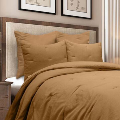 3-Piece Light Brown Cotton Comforter Set, King, sold by At Home