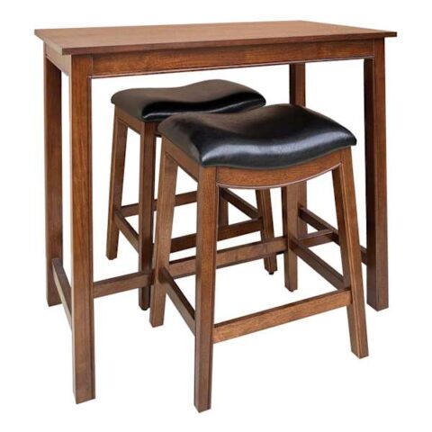 3-Piece Margot Wooden Pub Set, Walnut Finish, Brown, sold by At Home