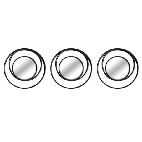 3-Piece Modern Round Mirror Set, 10", Black, Plastic, sold by At Home