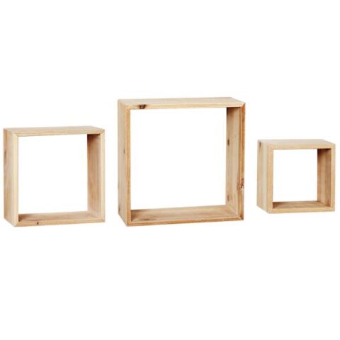 3-Piece Natural Wooden Cube Wall Shelf Set, sold by At Home