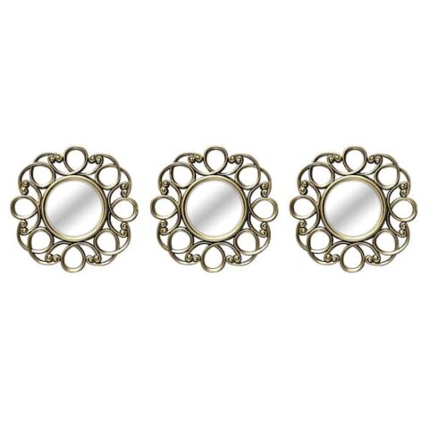 3-Piece Round Ornate Mirror Set, 10", Gold, Plastic, sold by At Home