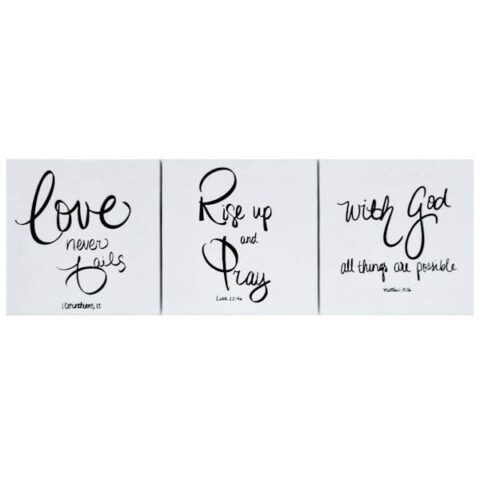 3-Piece Scripture Canvas Wall Sign Set, 6", White, sold by At Home