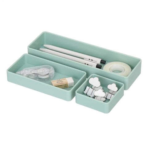 3-Piece Stackable Organization Set, Sage Green, Plastic, sold by At Home