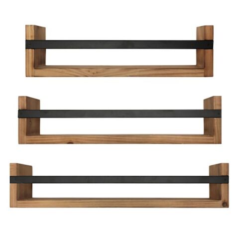 3-Piece Wood & Metal Wall Shelves Set, Wood/upholstered, sold by At Home
