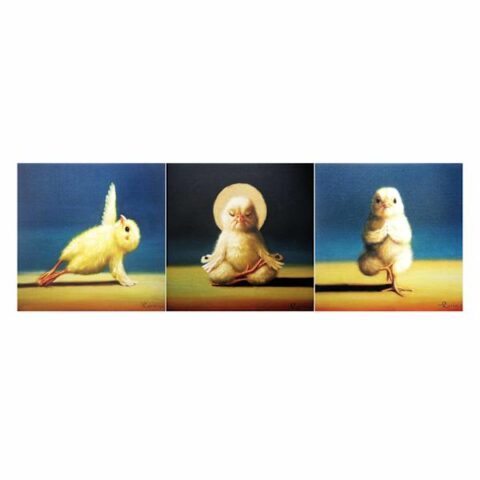 3-Piece Yoga Chicks Canvas Wall Art, 6", Yellow, sold by At Home
