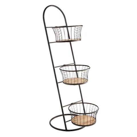 3-Planters With Metal Stand, 39", Black, sold by At Home