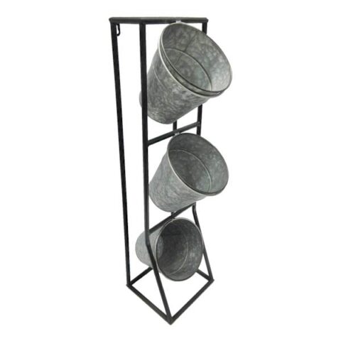 3-Stacked Metal Outdoor Planters With Shelf, Grey, sold by At Home
