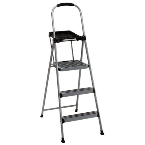3-Step Grey Metal Step Ladder With Tray, sold by At Home