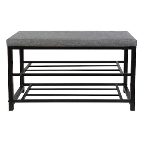 3-Tier Cushioned Shoe Bench, Grey, Metal, sold by At Home