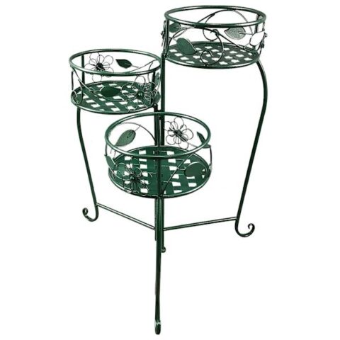 3-Tier Green Metal Planter Stand
