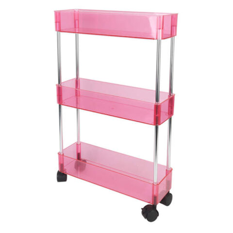3-Tier Narrow Storage Cart, Dark Pink, Plastic, sold by At Home