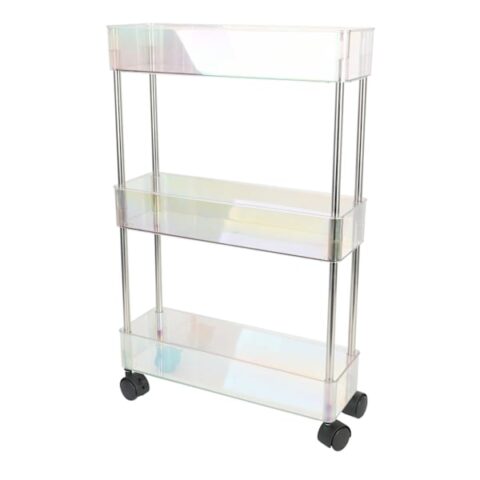 3-Tier Narrow Storage Cart, Iridescent, Clear, Plastic, sold by At Home