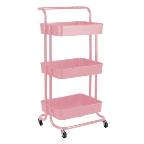 3-Tier Rolling Storage Cart, Blush Pink, Plastic, sold by At Home