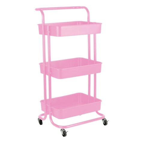 3-Tier Rolling Storage Cart, Dark Pink, Plastic, sold by At Home