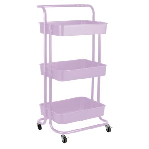 3-Tier Rolling Storage Cart, Lavender, Green, Plastic, sold by At Home
