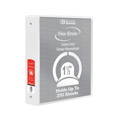1.5″ 3-Ring View Binders – White 2 Pockets