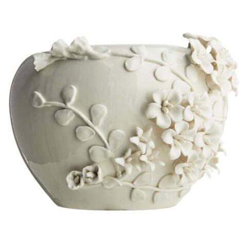 3D Flower Ceramic Pot, 7", White, sold by At Home