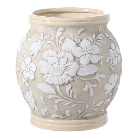 3D Flower Ceramic Vase, 10.5", Neutral, sold by At Home
