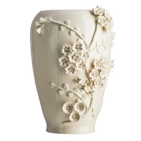 3D Flower Ceramic Vase, 13.7", White, sold by At Home