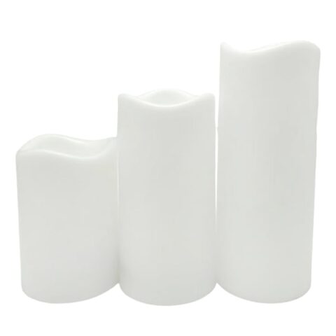 3Pk White Pillar -8-10 Candle, Plastic