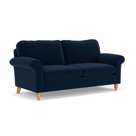 3 Seater Sofa – Deep Blue – Matt Velvet – Hurley – The Cotswold Company