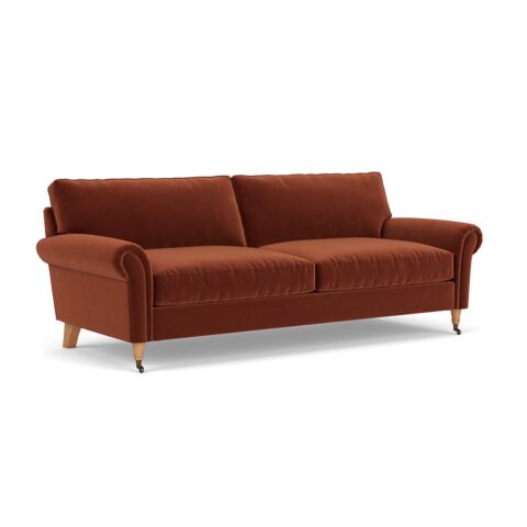 4 Seater Sofa – Brick – Matt Velvet – Osbourne – The Cotswold Company