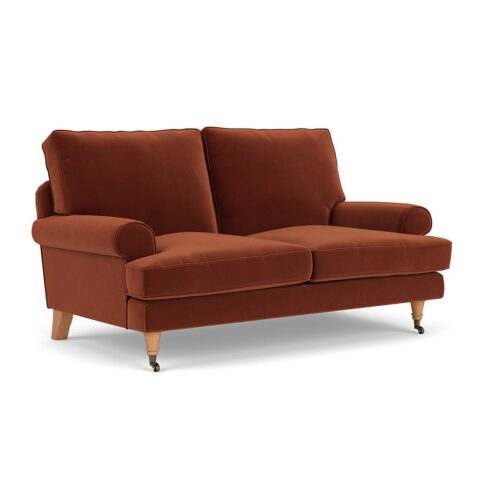 2 Seater Sofa – Brick – Matt Velvet – Stewart – The Cotswold Company