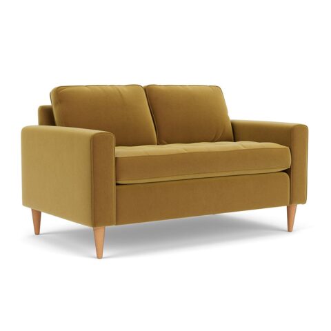 2 Seater Sofa – Mustard – Matt Velvet – Saxon – The Cotswold Company