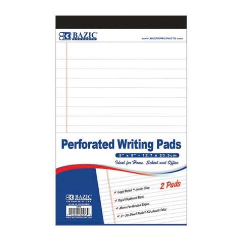 Perforated Writing Pads – 2 Pack Legal Ruled 5″ x 8″