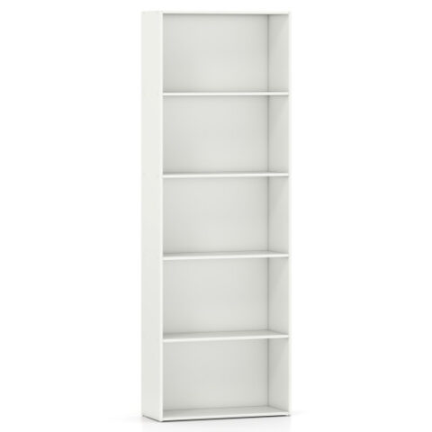 5-Shelf Storage Bookcase Modern Multi-Functional Display Cabinet-White