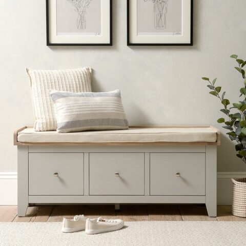 3 Drawer Shoe Bench – Chester Dove Grey – The Cotswold Company