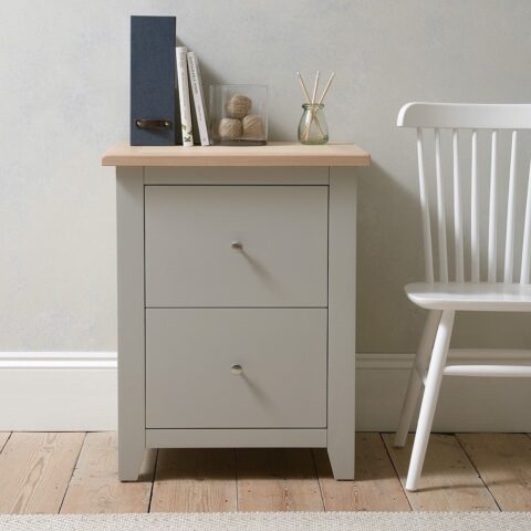 2 Drawer Filing Cabinet – Chester Dove Grey – The Cotswold Company