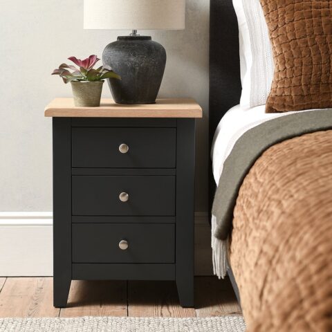 3 Drawer Bedside Table – Chester Charcoal – The Cotswold Company