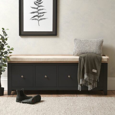 4 Drawer Shoe Bench – Chester Charcoal – The Cotswold Company