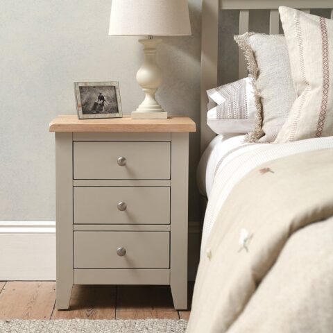 3 Drawer Bedside Table – Chester Limestone – The Cotswold Company