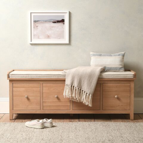 4 Drawer Shoe Bench – Inglesham Whitewash Oak – The Cotswold Company