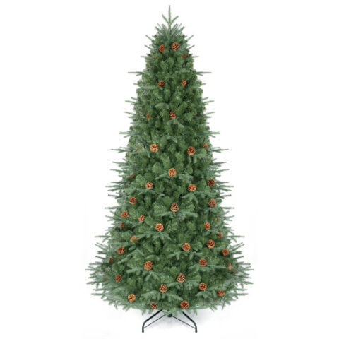 7.5 ft Artificial Christmas Tree with LED Lights and Pine Cones