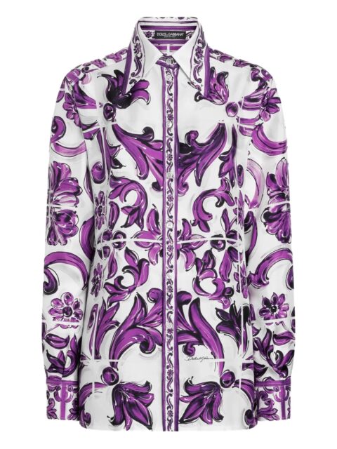 DOLCE & GABBANA Silk Shirt With Maiolica Print