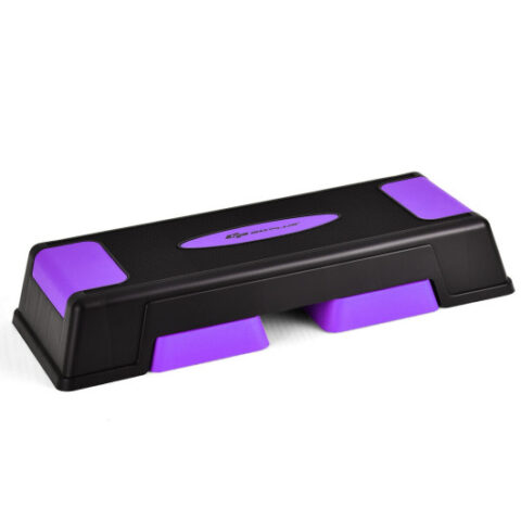 Aerobic Exercise Stepper Trainer with Adjustable Height 5″-7″-9″-Purple