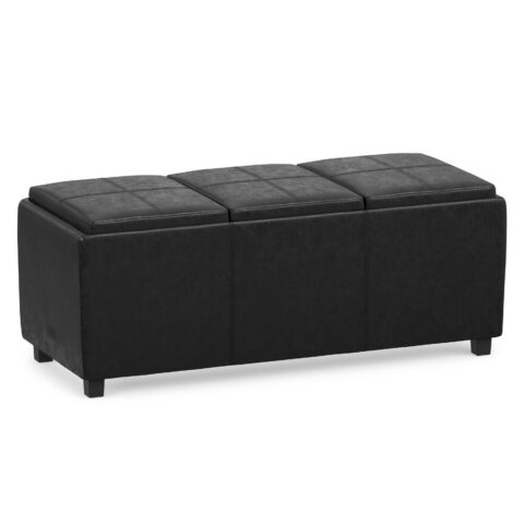 Avalon 3 Trays Ottoman in Distressed Vegan Leather