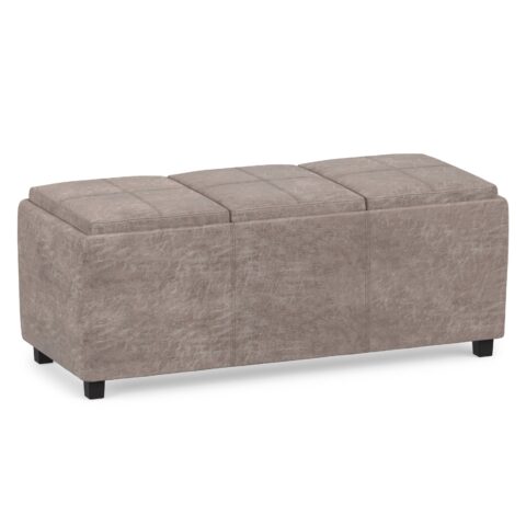 Avalon 3 Trays Ottoman in Distressed Vegan Leather