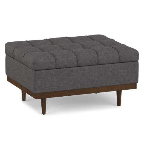 Mariah Coffee Table Storage Ottoman in Linen