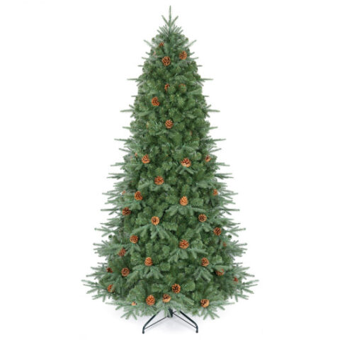 Artificial Christmas Tree with LED Lights and Pine Cones-7′