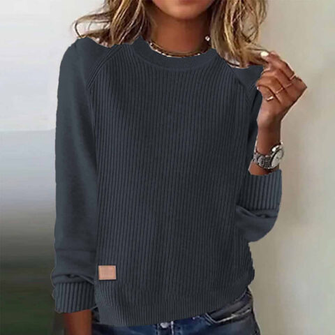 Coffee Plain Round Neck Sweater