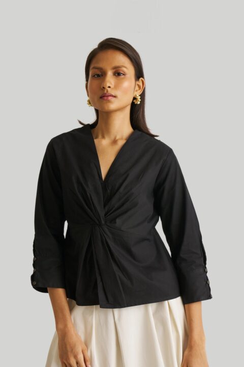 Front Twist Top in Black | Color: Black | Size: 2XL