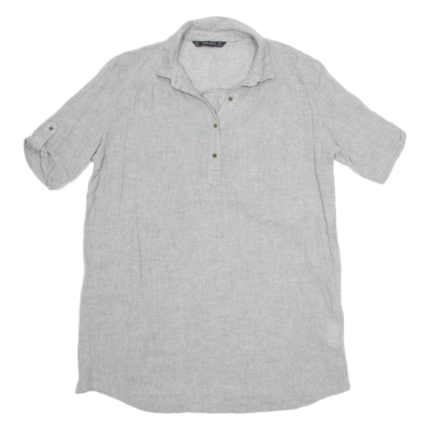 ZARA Womens Shirt Dress Grey Short Sleeve Knee Length L