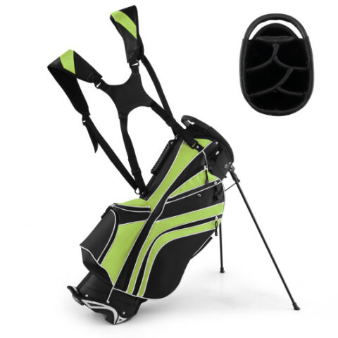 Golf Stand Cart Bag with 6-Way Divider Carry Pockets-Green