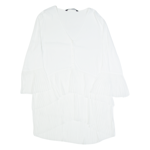 ZARA WOMAN Womens Day Dress White Long Sleeve Knee Length M